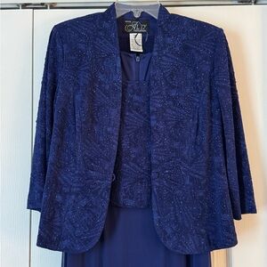 Alex Evenings Deep Blue Beaded Women's Blazer